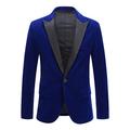 Shujin Mens Velvet Blazer Slim Fit One Button Formal Suits Coat Solid Blazer Business Jacket Blazers(Blue,3XL)