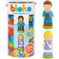 BLOKO - 100 Tube mit 2 3D-Figuren Familie - Ab 12 Monaten Konstruktionsspielzeug 1. Alter - 503664