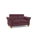 Cavadore 2-Sitzer-Sofa Ammerland / 2er-Couch im Landhausstil mit Federkern + verstellbaren Kopfstützen / 156 x 84 x 93 / Wildlederoptik, Rot