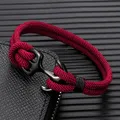 MKENDN – Bracelets d'ancre pour hommes et femmes, corde de survie nautique à Double brin, paracorde, boucle de Sport en acier inoxydable noir