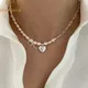 XIYANIKE – collier pendentif en forme de cœur pour femmes couleur argent épissage de chaîne de