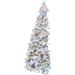 Fraser Hill Farm 6.5-ft. Green Christmas Half Tree with Flock and Multicolored LED Lighting - Snow