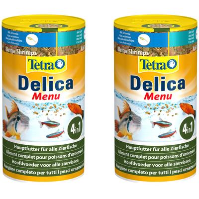 Tetra Fischfutter Delica Menu, Flockenfutter 2x100 ml braun Aquaristik Tierbedarf