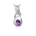 Amethyst Solid Silver Pendant Swirl Ladies Gifts, 7mm Natural Gems Crystal Necklace Pendant Purple Jewellery for Women, Sterling Silver Necklace for Women Presents Birthstone Necklace Gift