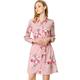 Allegra K Women's Floral Button Down Vintage Polka Dots Dresses Collar Tie Belted Shirt Dress Pink 8