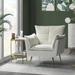 Armchair - Etta Avenue™ Toulouse Tufted Back Upholstered Armchair Wood/Polyester/Velvet in White | 35 H x 31.25 W x 29 D in | Wayfair