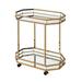 Everly Quinn Gassett Serving Bar Cart Glass/Metal in Yellow | 32 H x 17 W x 28 D in | Wayfair A884BD9019684779B7D8415B9EDCA7AE