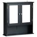 Red Barrel Studio® Ravenna Surface Mount Framed 2 Door Medicine Cabinet w/ 3 Adjustable Shelves Wood in Black | 23 H x 22 W x 6 D in | Wayfair