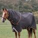 Rambo Supreme 1680D Turnout Blanket w/ Free Bag For Life - 87 - Medium (200g) - Black w/ Orange, Brown, & Tan Trim - Smartpak