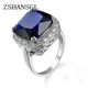 Bagues en cristal pour femme argent regardé 925 massif 5A bleu Big Zunderises promesse d'amour