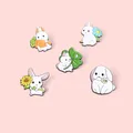 Broche lapin en émail avec feuille joli lapin tournesol carotte marguerite broches florales