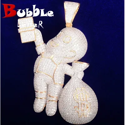 No JOBoy Hand Carrying Dollar Bag Pendant for Men Hip Hop Rock Necklace Charm Street Jewelry
