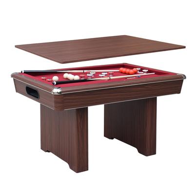 Hathaway Renegade II 54-In Bumper Pool Game Room Table - Walnut Finish with Red Felt
