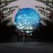 Alpine Corporation 13" Tall Indoor/Outdoor Pearlized Blue Glass LED Gazing Globe with Stand