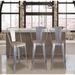 High Back Metal Barstool with Dark/Light Wooden Seat-Set of 2