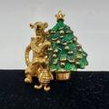 Disney Jewelry | Disney Tiger And Piglet With Christmas Tree Pin | Color: Gold/Green | Size: About 1.5"