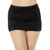 Plus Size Women's Shirred High Waist Swim Skirt by Swimsuits For All in Black (Size 14)
