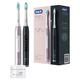 Oral-B Pulsonic Slim Luxe 4900 Twin Pack Electric Sonic Toothbrush for Healthier Gums in 4 Weeks, 3 Cleaning Programmes Including Sensitive, Timer, 2 Replacement Brushes, Black/Rose Gold