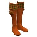 Walker & Hawkes - Mens Shooting Country Chessboard Socks & Matching Garter Ties - Burnt Orange - Medium