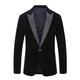 Shujin Mens Velvet Blazer Slim Fit One Button Formal Suits Coat Solid Blazer Business Jacket Blazers(Black,L)