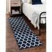 Blue/White 31 x 0.5 in Area Rug - Winston Porter Ruri Geometric Dark Blue/Ivory Area Rug | 31 W x 0.5 D in | Wayfair CHLH6507 33107969