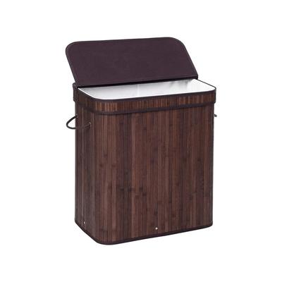 26.4-Gallons Brown Wicker Laundry Basket with Lid and Metal Frame - 20.5"L x 12.6"W x 23.8"H