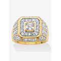 Men's Big & Tall Men's Gold-Plated Square Cut Cubic Zirconia Octagon Ring (2 1/3 cttw TDW) by SETA in Gold (Size 9)