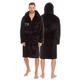 Personalised Mens Hooded Dressing Gown Bath Robe Nightwear Sleepwear Black Front Right Side Thread Light Grey M