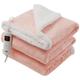 GlamHaus Heated Throw Electric Light Pink Fleece Over Blanket Sofa Bed Large 160 X 130cm - 9 Heat and 9 Timer Auto Shut Off - Soft Reversible - Digital Control - Machine Washable (Light Pink)