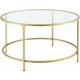 Table basse ronde pour salon plateau en verre pieds en acier 84 cm doré - Transparent