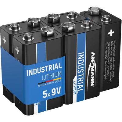 5x Ansmann Industrial Lithium Batterie 9V E-Block – 6FR22 (5 Stück)