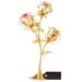 Matashi 24k Gold Plated Rose Flower Tabletop Ornament w/ Red & Pink Crystals Metal Floral Arrangement