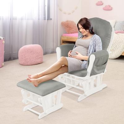 Gymax Baby Nursery Relax Rocker Rocking Chair Glider & Ottoman Set w/