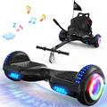 GeekMe Hoverboard and kart bundle for kids,hoverboards with go kart,self balancing scooter with bluetooth speaker,strong motor,LED lights,gift for kids