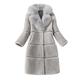 BUKINIE Womens Winter Furs Coat Luxury Elegant Long Sleeve Winter Warm Lapel Fox Faux Fur Coat Jacket Overcoat Outwear with Pockets(Grey,3XL)