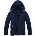 donhobo Men's Waterproof Ski Jackets,Winter Fleece Windproof Jacket Outdoor Hiking Windbreaker Coats with Hood Navy L