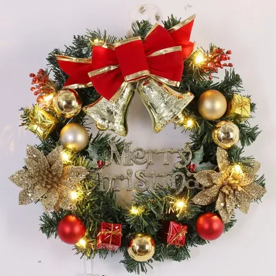 Guirlande lumineuse LED de joyeux noël ornements de nouvel an feuilles vertes artificielles