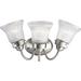 Fluted Glass Collection 3-Light Brushed Nickel Clear Prismatic Glass Traditional Bath Vanity Light