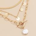 Free People Jewelry | Gold Multi Layered Dainty Necklace Multi Chain Disc Necklace | Color: Gold | Size: Os