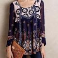 Anthropologie Tops | Floreat Anthropologie Blue And Pink Embroidered Bohemian Floral Tunic Top | Color: Blue/Pink | Size: S