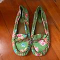 Urban Outfitters Shoes | Floral Urban Outfitters Leather Moccasins | Color: Green | Size: 10