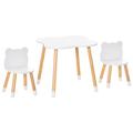 Ensemble scandinave table et chaises enfant motif ourson bois blanc