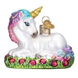 Old World Christmas Magical Baby Unicorn Holiday Ornament Glass - White