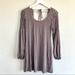 Free People Dresses | Free People Mauve Smocked Long Sleeve Lace Mini Dress Tunic Top | Color: Brown/Tan | Size: Xs