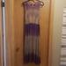 Free People Dresses | Free People Women Beaded Bohemian Dyed Floral Dress Size Small | Color: Cream/Purple | Size: S