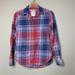 American Eagle Outfitters Tops | American Eagle Size Xs Boyfriend Fit Pink Blue Plaid Button Down Shirt Cotton | Color: Blue/Pink | Size: Xs