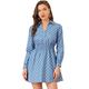 Allegra K Women's Vintage Shirtdress Cinched Waist A-Line Polka Dots Shirt Dress Blue 12