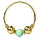 AZARIO LONDON 14K Yellow Gold Nose Ring - Spring Coil end with Light Green Opal center - Thin Nose Ring Hoop- 22 Gauge Nose Ring