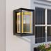 Everly Quinn Desir 17" H Outdoor Wall Lantern Glass/Metal in Black | 11.82 H x 6.97 W x 7.96 D in | Wayfair 9B0A6EA03AFA489DAD0A52D4597D7004