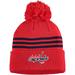 Men's adidas Red Washington Capitals Locker Room Three Stripe Cuffed Knit Hat with Pom